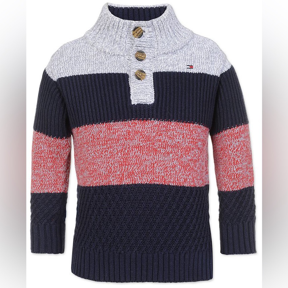 TOMMY HILFIGER Toddler Boys Colorblocked Mock-Neck Sweater Sz 2T